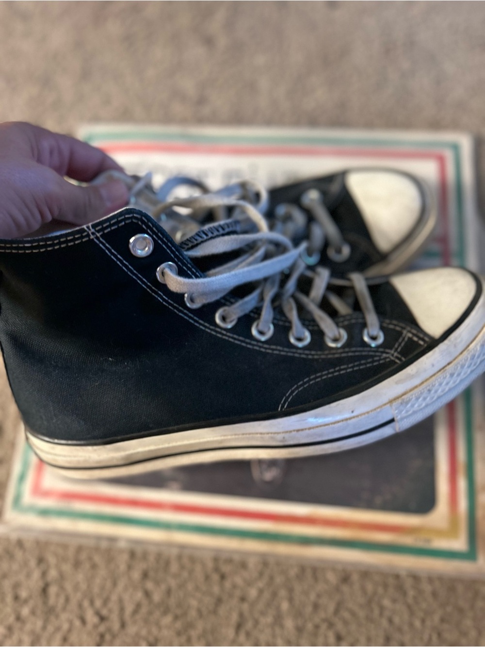 Converse Black High-Top Canvas Sneakers with White Trim